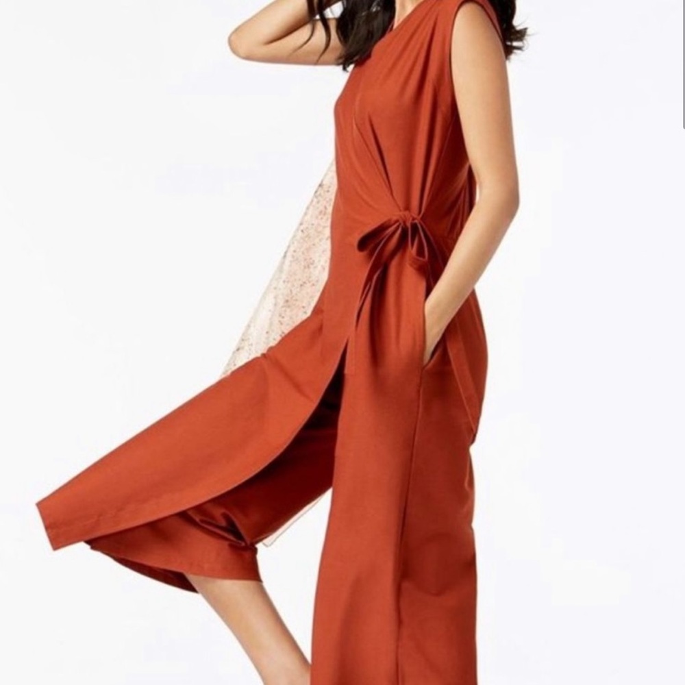 Eileen Fisher Rust Midi Tie-Waist jumpsuit